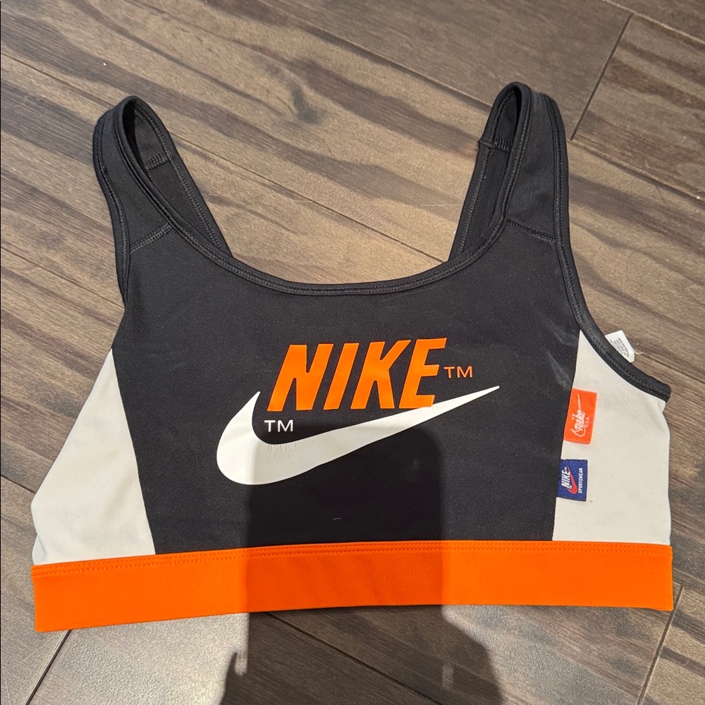 Nike Black and Orange Logo Sports Top